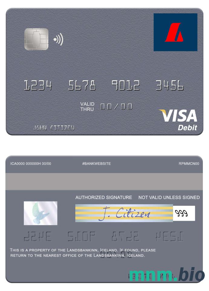 Iceland Landsbankinn visa debet karta przykład w formacie PSD